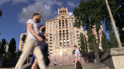 Reaching people on the building background Stock Footage 64901178