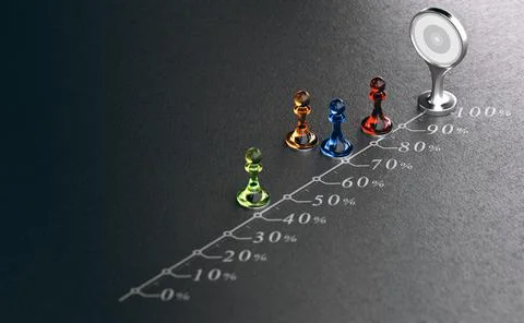 Reaching personal objectives. Achievement progress. Illustrazione stock