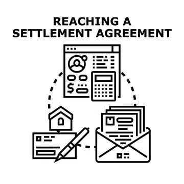Reaching settlement agreement process concept vector Stock Illustration