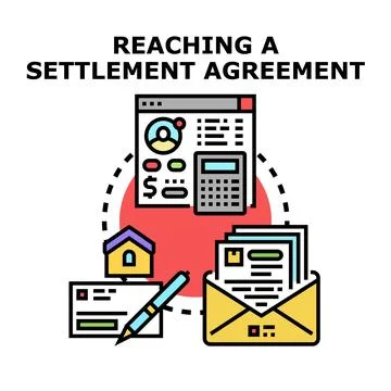 Reaching settlement agreement process concept vector Stock Illustration