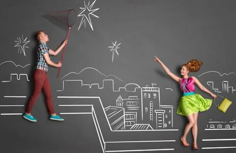 Reaching stars. Stock Photos