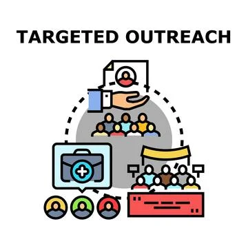 Reaching target audience with focused strategy and marketing Stock Illustration