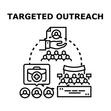 Reaching target audience with focused strategy and marketing Stock Illustration