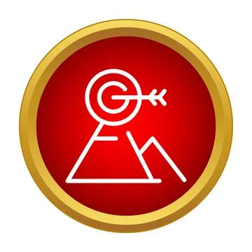 Reaching target goal on mountain peak icon Stock Illustration