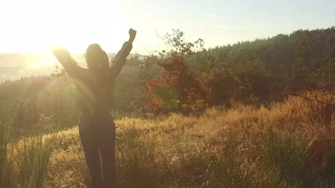 Reaching The Top of Hill Stock Footage 142887173