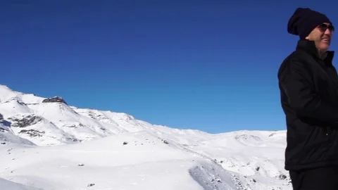 Reaching The Top on Winter Mountains Stock Footage 76917491