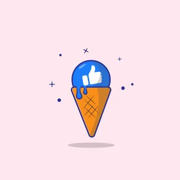 Like React Melting Cone Ice Cream Vector Illustration. イラスト素材