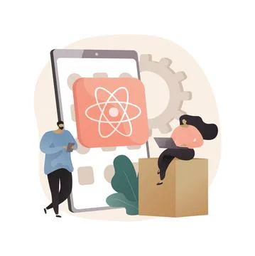 React native mobile app abstract concept vector illustration. Stock Illustration