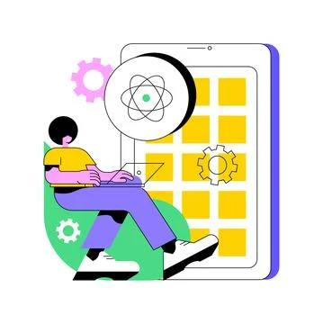 React native mobile app abstract concept vector illustration. Stock Illustration