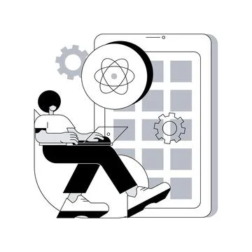 React native mobile app abstract concept vector illustration. Stock Illustration