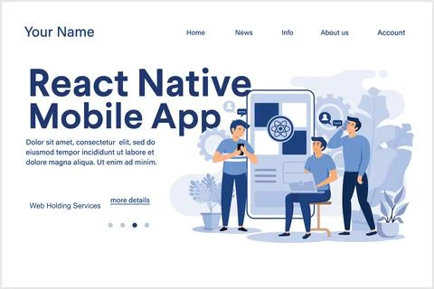 React native mobile apps development concept with modern flat style Stock Illustration