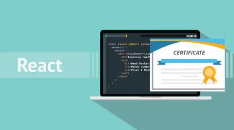 React native programming online learning certification school Stock Illustration
