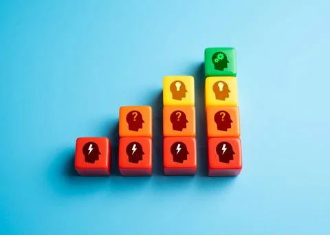 Reaction, identify the problem, come up with an idea and work on solving it.  Stock Photos