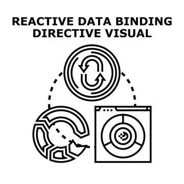 Reactive data binding directive visual concept illustration Stock Illustration