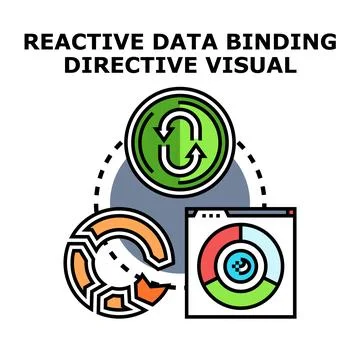 Reactive data binding directive visual concept illustration Stock Illustration
