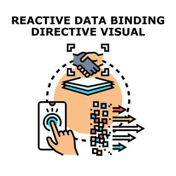 Reactive data binding directive visual concept illustration Stock Illustration