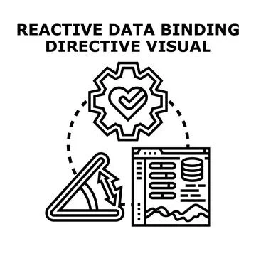 Reactive data binding directive visual concept illustration Stock Illustration