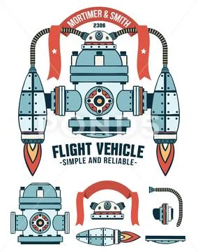 Reactive fantastic flying machine Stock Illustration