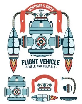 Reactive fantastic flying machine Stock Illustration