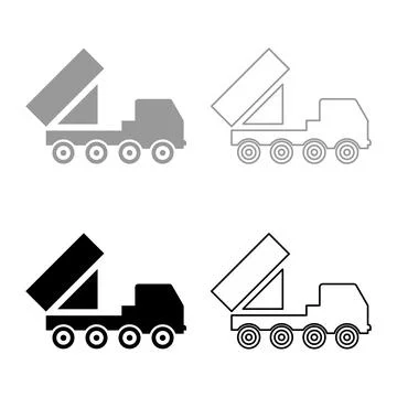 Reactive system volley fire salvo artillery American multiple launch on whe.. Illustrazione stock