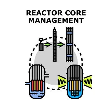 Reactor core management generating nuclear energy power Stock Illustration