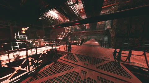 Reactor glow tense atmosphere, Heating pipes and safety signage Stock Footage 331521092
