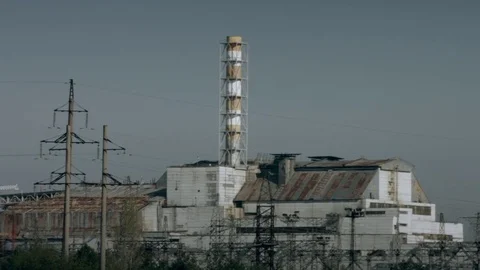 Reactor no 4 With Its Enclosing Sarcophagus of the Chernobyl Npp. Stock Footage