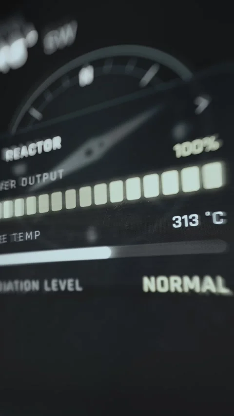 Reactor Output And Core Temperature Status Panel 4K Stock Footage 341843149