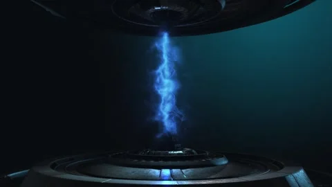 Reactor-style future technology lazer emitter on a dark gradient background Stock Footage 302822468