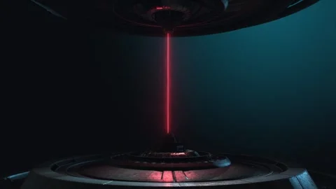 Reactor-style future technology lazer emitter on a dark gradient background Stock Footage 302822982