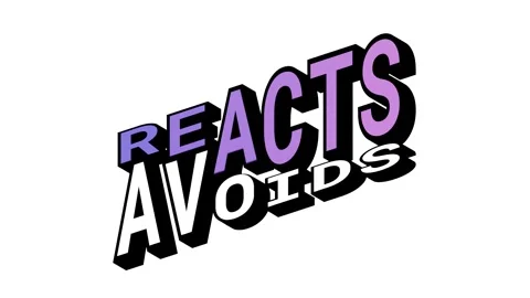 REACTS vs AVOIDS, 3D Text Animation in Isometric View with Opposite Word Motion Stock Footage 314263847