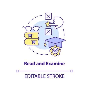 Read and examine concept icon Stock Illustration