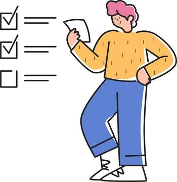 Read the assignment paper, next to it there is a filled and empty checklist 스톡 일러스트