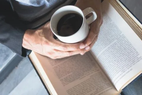 Read a book,  coffee. Stock Photos
