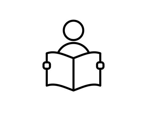 Read book man flat icon pictogram isolated on white background . Person holdi Stock Illustration