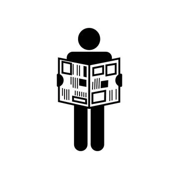 Read book man flat icon pictogram isolated on white background . Person holdi Stock Illustration