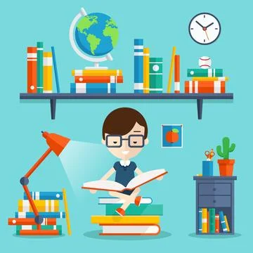 Read books vector illustration concept Stock Illustration