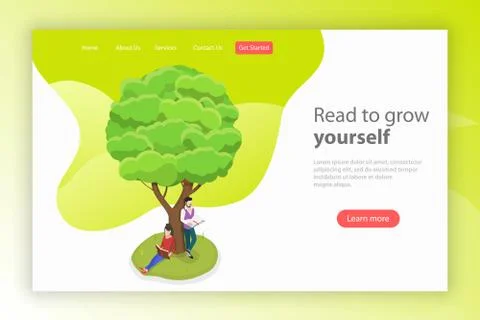 Read to grow yourself. Isometric flat vector. Stock Illustration