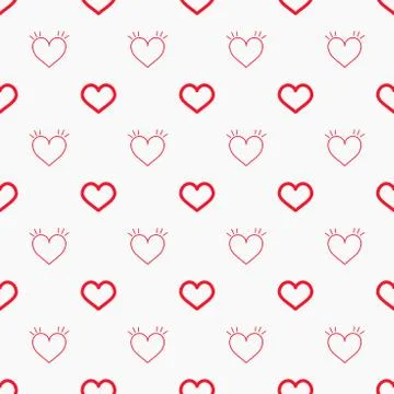 Read hearts doodle pattern illustration background Stock Illustration