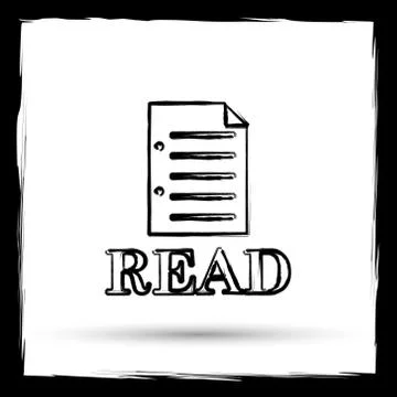 Read icon. Internet button on white background. Outline design imitating pain Stock Illustration