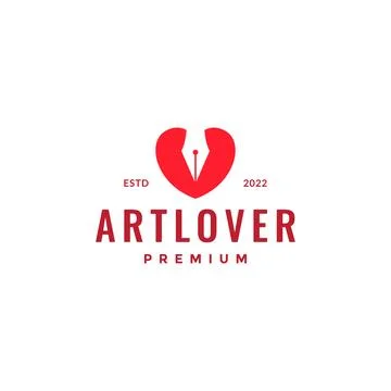 Read love shape with old pencil logo design vector graphic symbol icon illu.. Stock Illustration
