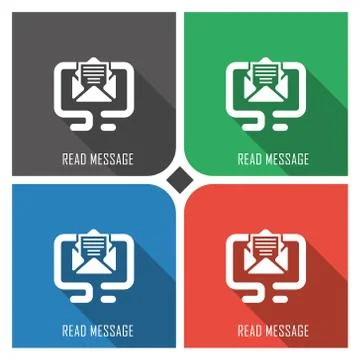 Read message flat vector icon on colorful background. simple PC web icons eps8. Stock Illustration