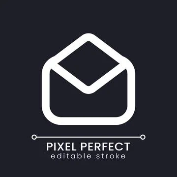 Read message pixel perfect white linear ui icon for dark theme Stock Illustration