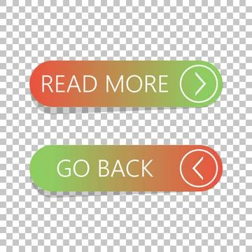 Read More and Go Back button set on isolated background Stock Illustration