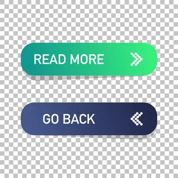 Read more and go back button isolated. Web design. Vector Illustrazione stock
