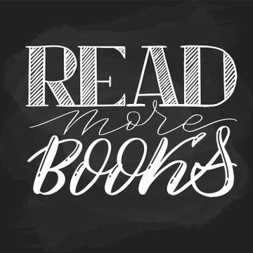 Read more books lettering statement. Unique lettering read more books Stock Illustration