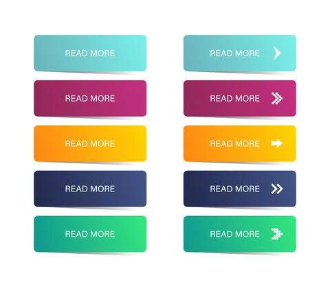 Read more button. Colorful button set. Symbol read more in web design. Vector Stock Illustration