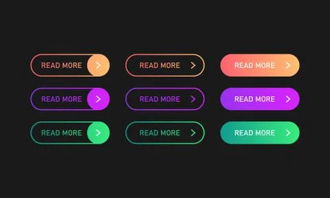 Read more button set in gradient style. Vector EPS 10 Stock Illustration