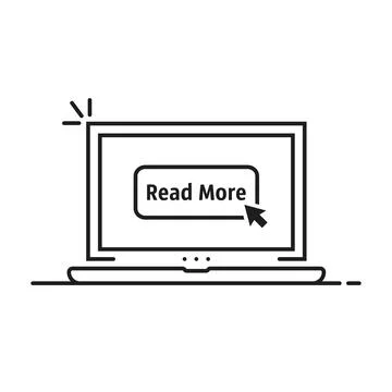 Read more button in thin line laptop Stock Illustration