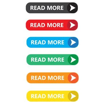 Read More colorful button set on white background. Read More button sign. Stock Illustration